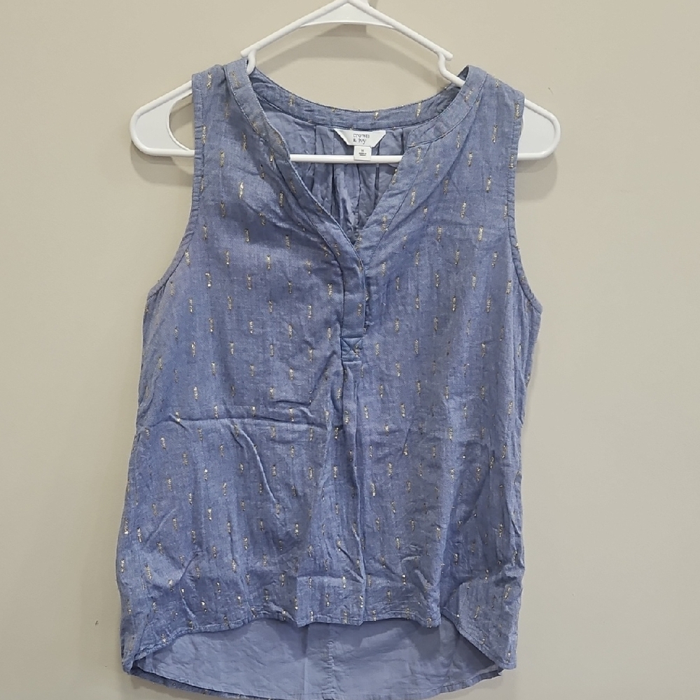 Crown & Ivy Denim Gold Tank